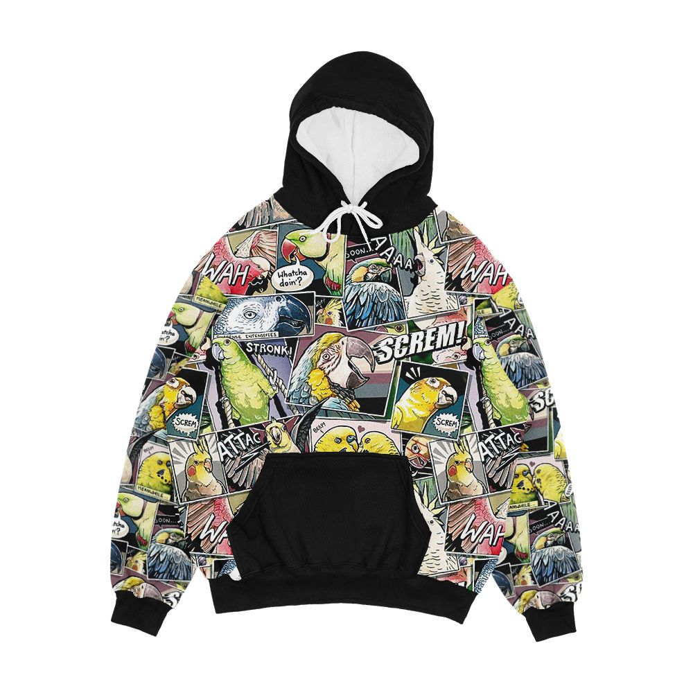 Parrots Comic Style Men's All-Over-Print Hoodie