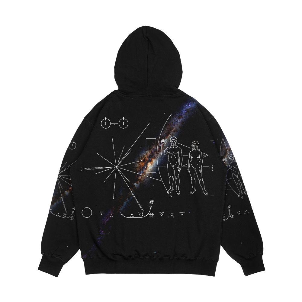 Pioneer 10 And Pioneer Plaque And Milky Way Galaxy Men's All-Over-Print Hoodie - Image 2
