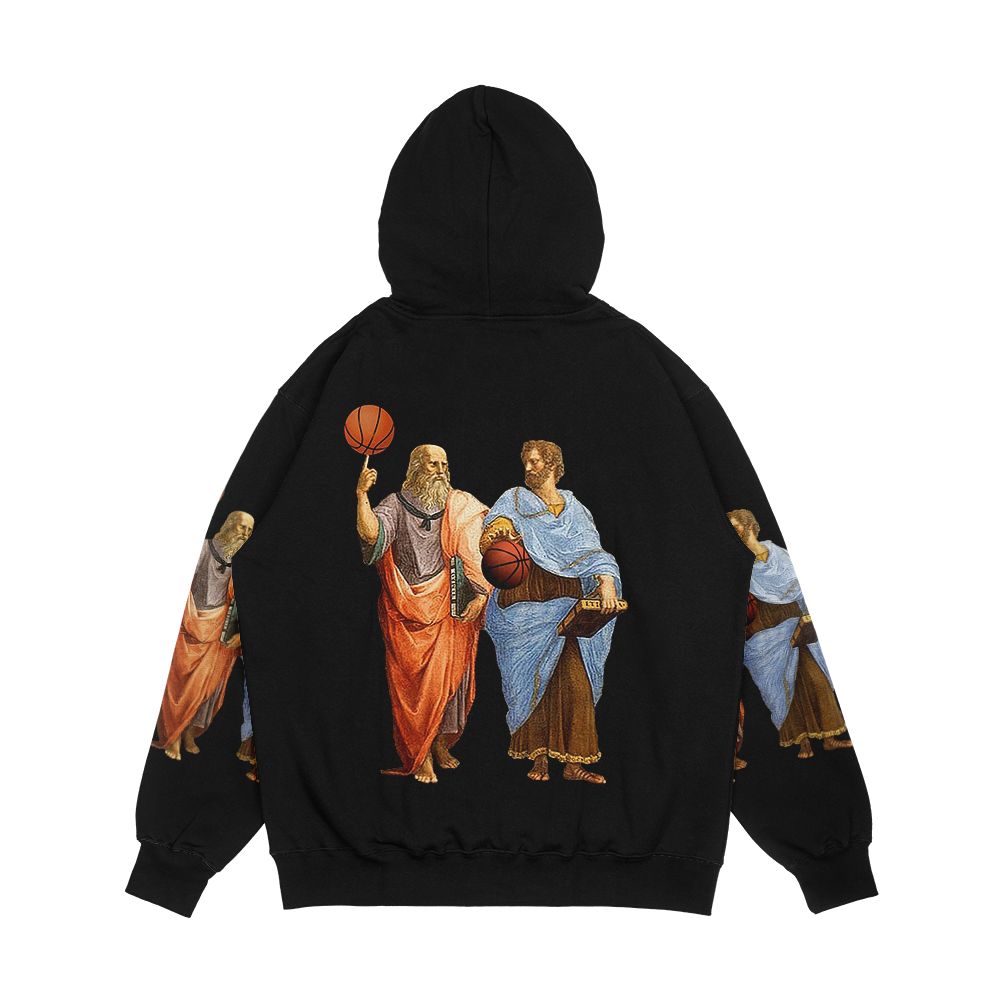 Plato And Aristotle In Epic Basketball Match Men's All-Over-Print Hoodie - Image 2