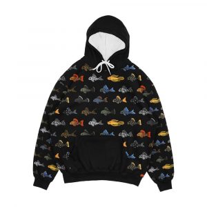 Pleco Black Men's All-Over-Print Hoodie