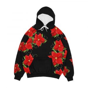 Poinsettias With Leaves Christmas Flower Men's All-Over-Print Hoodie