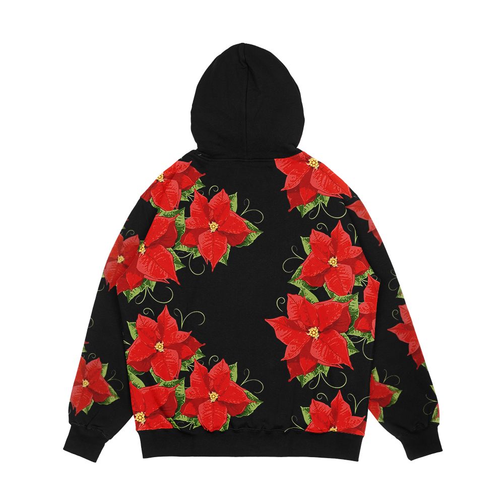 Poinsettias With Leaves Christmas Flower Men's All-Over-Print Hoodie - Image 2