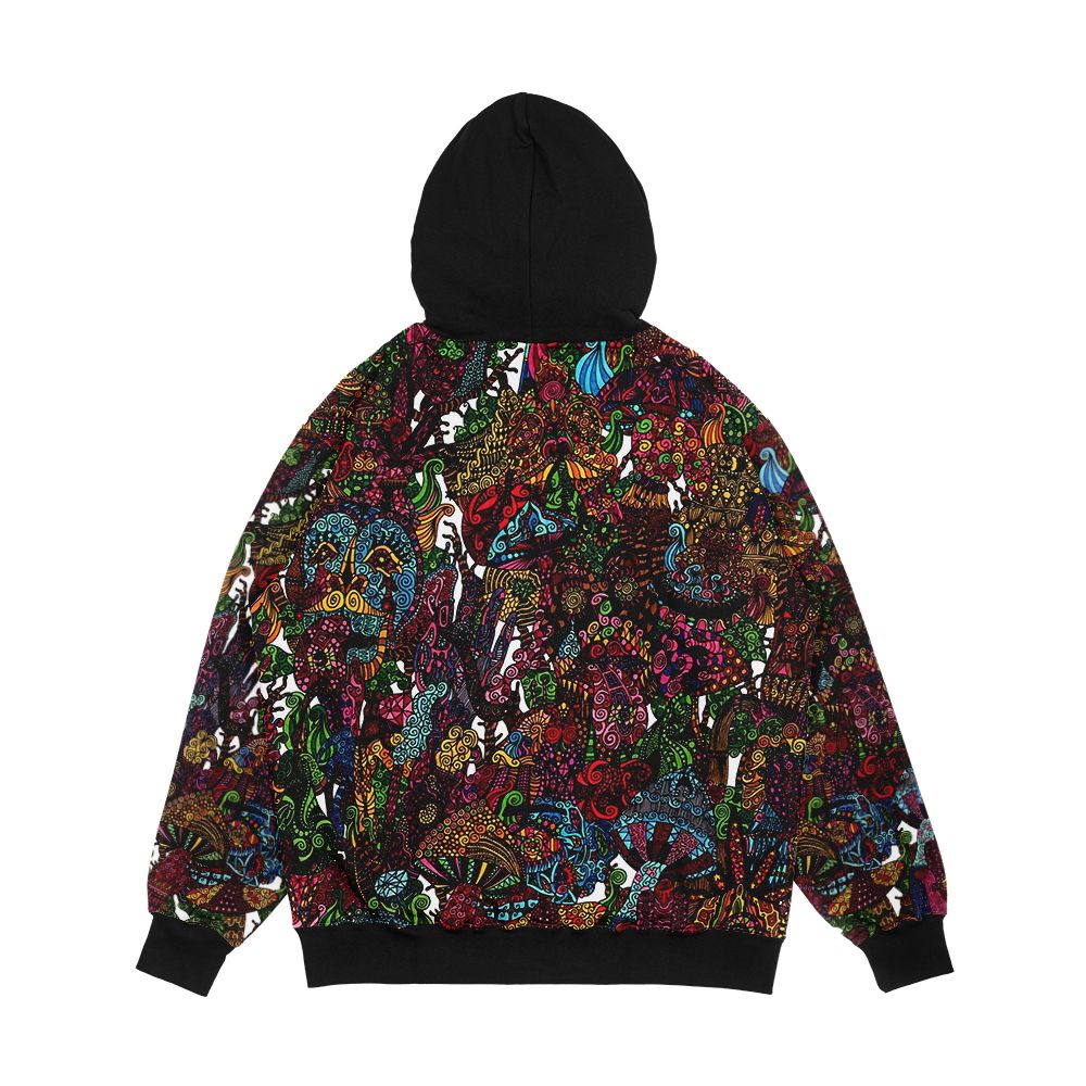 Psychedelic Cartoon Men's All-Over-Print Hoodie - Image 2