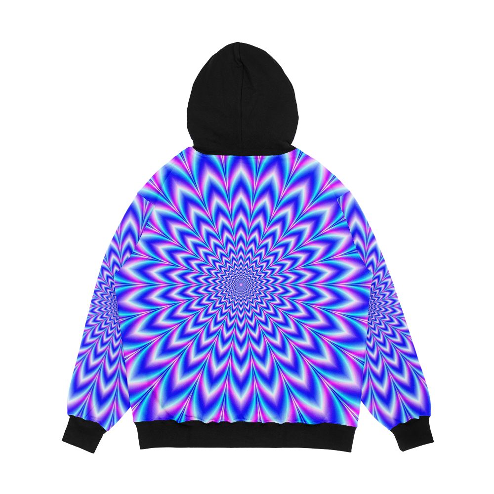 Psychedelic Pulse In Blue And Pink Men's All-Over-Print Hoodie - Image 2