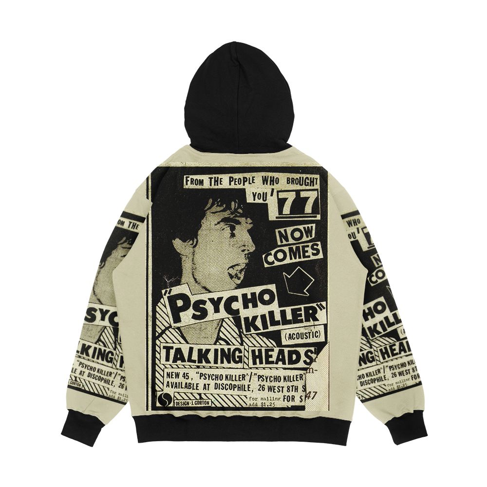 Psycho Killer Talking Heads Post Punk Concert Poster 1977 Men's All-Over-Print Hoodie - Image 2