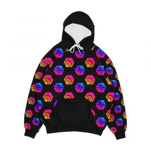 Pulse Chain And Hex Crypto Logo Pattern Men's All-Over-Print Hoodie