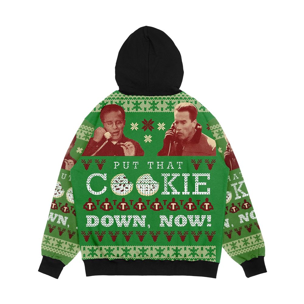 Put That Cookie Down Now Ugly Sweater Design Men's All-Over-Print Hoodie - Image 2