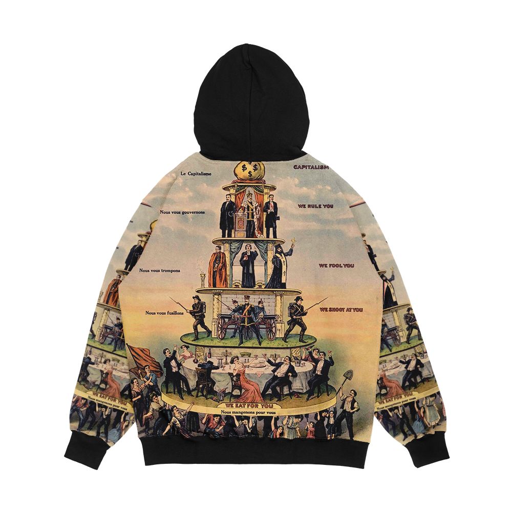 Pyramid Of Capitalist Systems Industrial Workers Of The World 1911 Anticapitalist Propaganda Poster Men's All-Over-Print Hoodie - Image 2