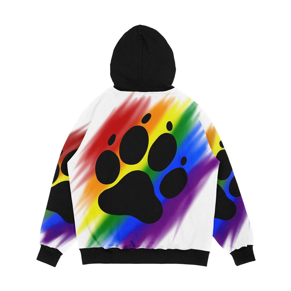 Rainbow Dog Paw Print Men's All-Over-Print Hoodie - Image 2