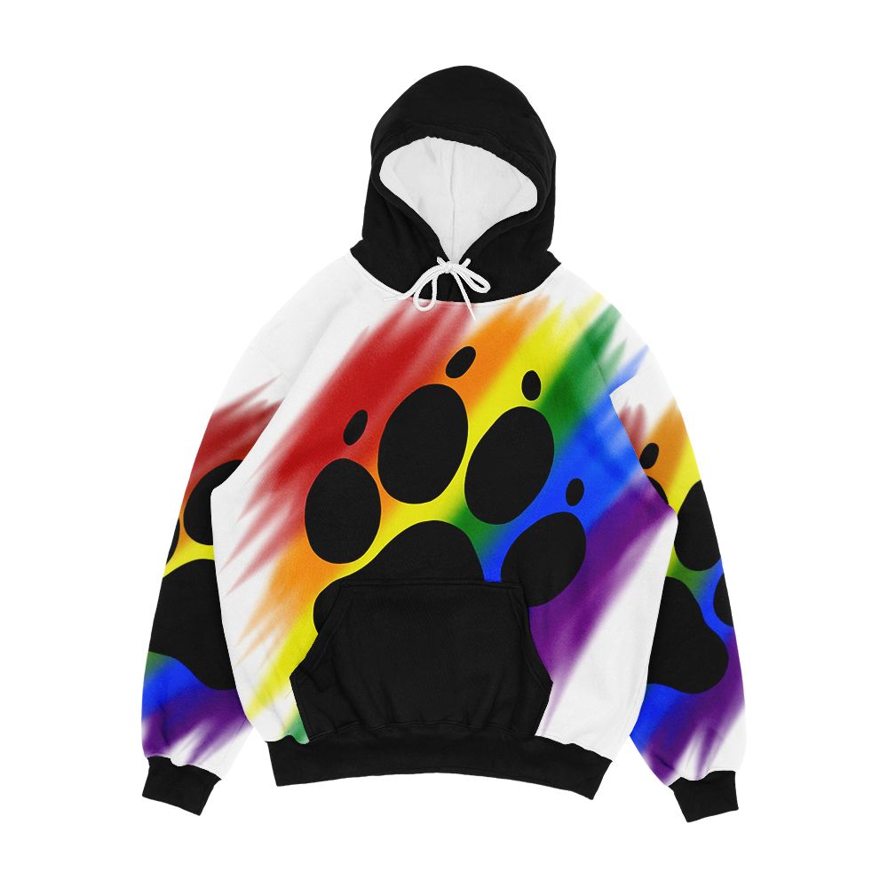 Rainbow Dog Paw Print Men's All-Over-Print Hoodie