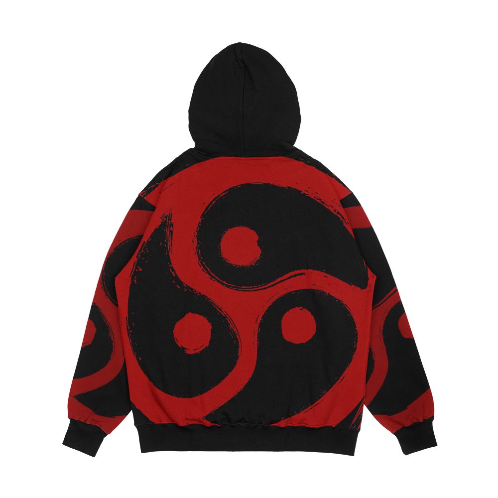 Red Bdsm Triskelion Grunge Men's All-Over-Print Hoodie - Image 2