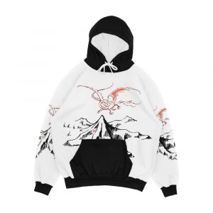 Red Dragon Above A Single Solitary Peak Fan Art Men's All-Over-Print Hoodie