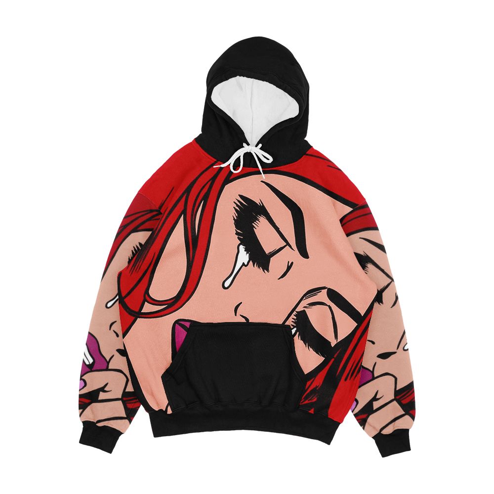 Red Hair Crying Comic Girl Men's All-Over-Print Hoodie