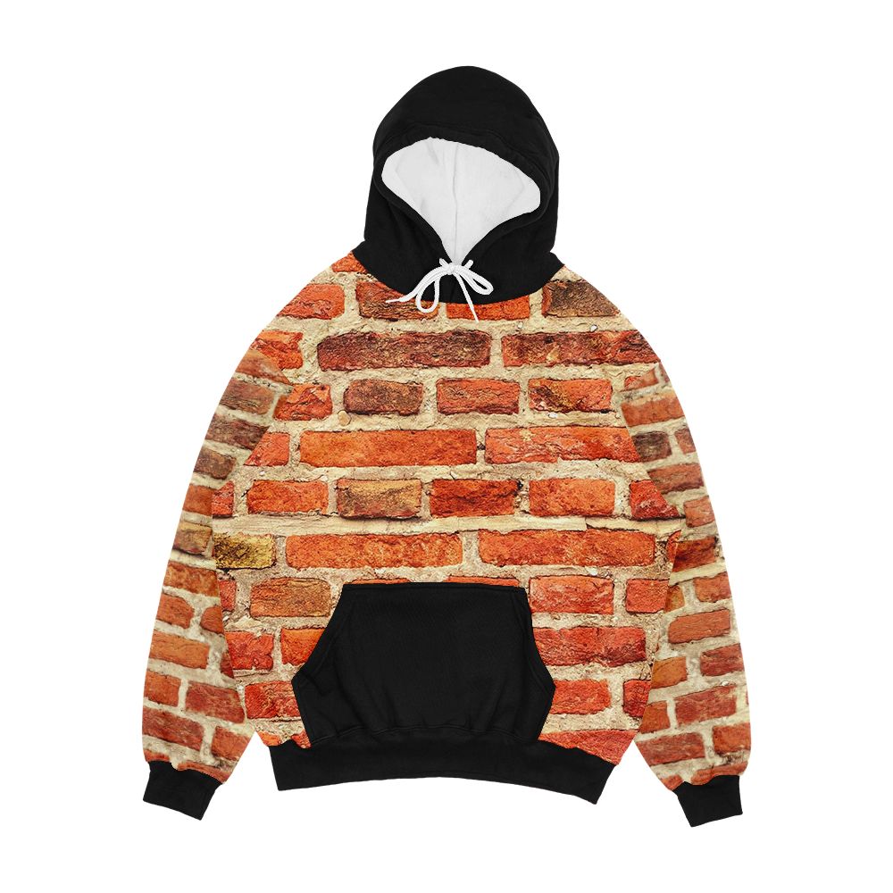 Red Vinatge Brick Wall Pattern Photography Brick Print Men's All-Over-Print Hoodie