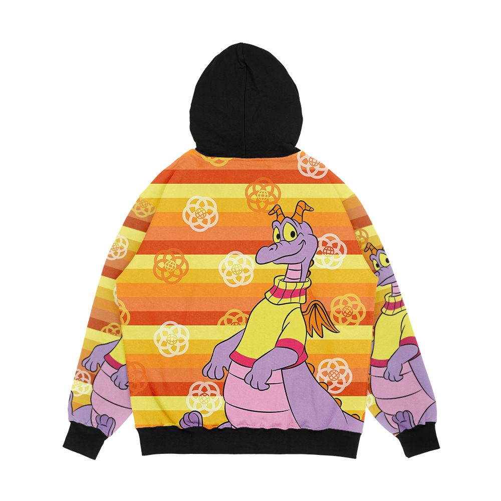 Retro Orange Stripe Figment Men's All-Over-Print Hoodie - Image 2