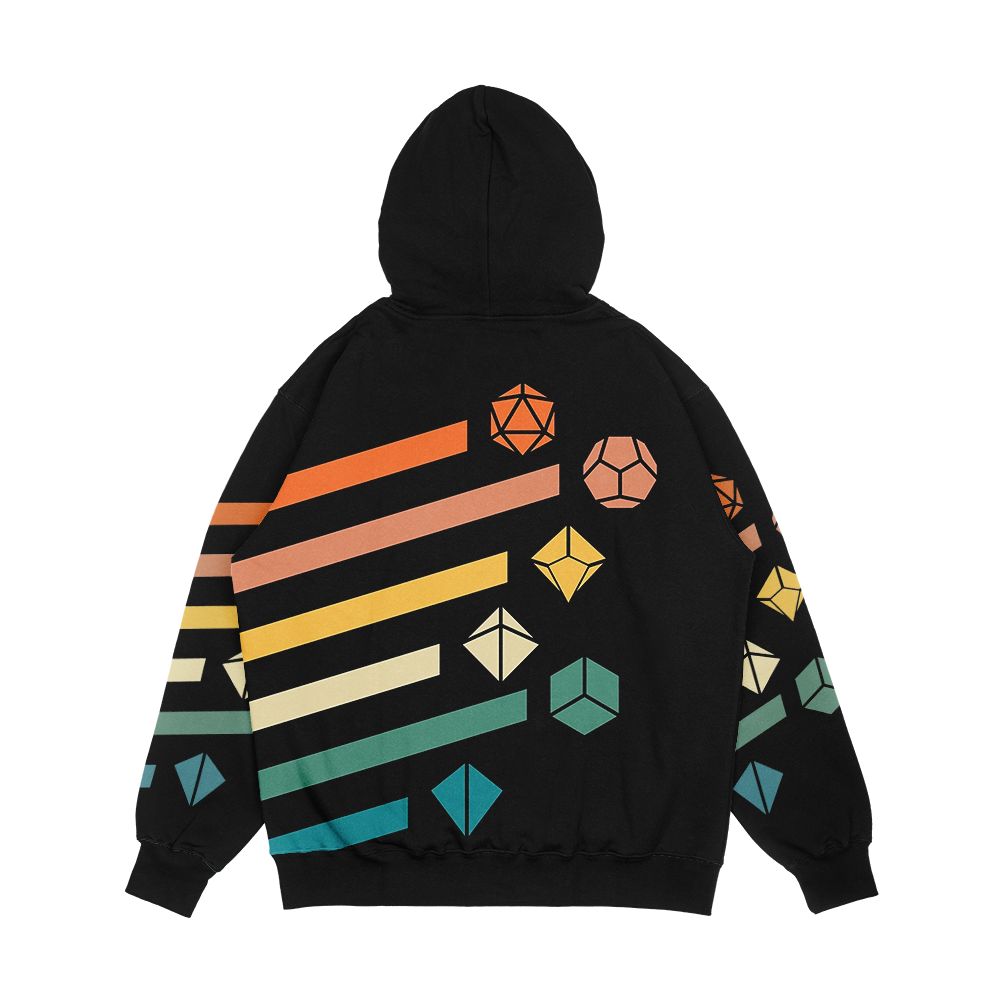 Retro Rainbow Polyhedral Dice Set Colors Tabletop Rpg Men's All-Over-Print Hoodie - Image 2
