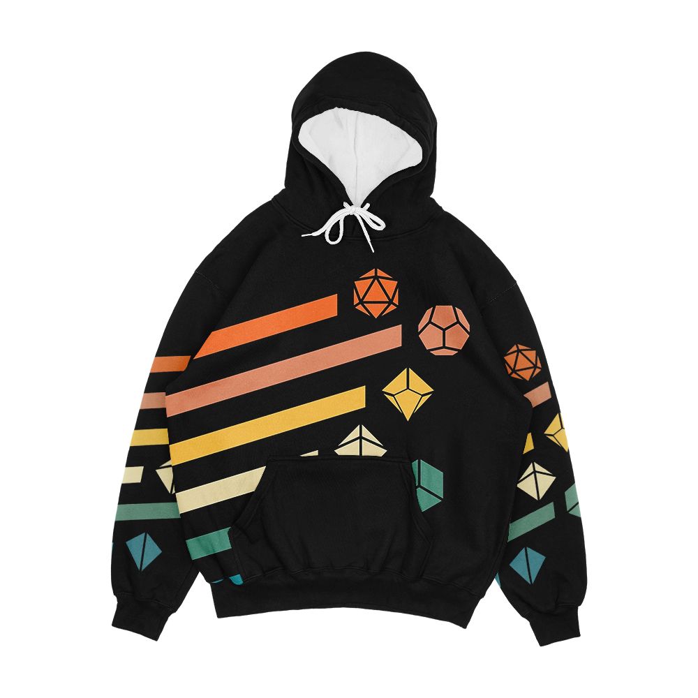 Retro Rainbow Polyhedral Dice Set Colors Tabletop Rpg Men's All-Over-Print Hoodie