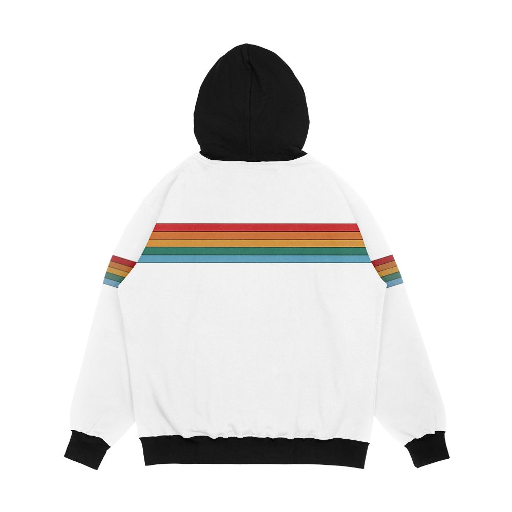 Retro Rainbow Stripes Thin Men's All-Over-Print Hoodie - Image 2