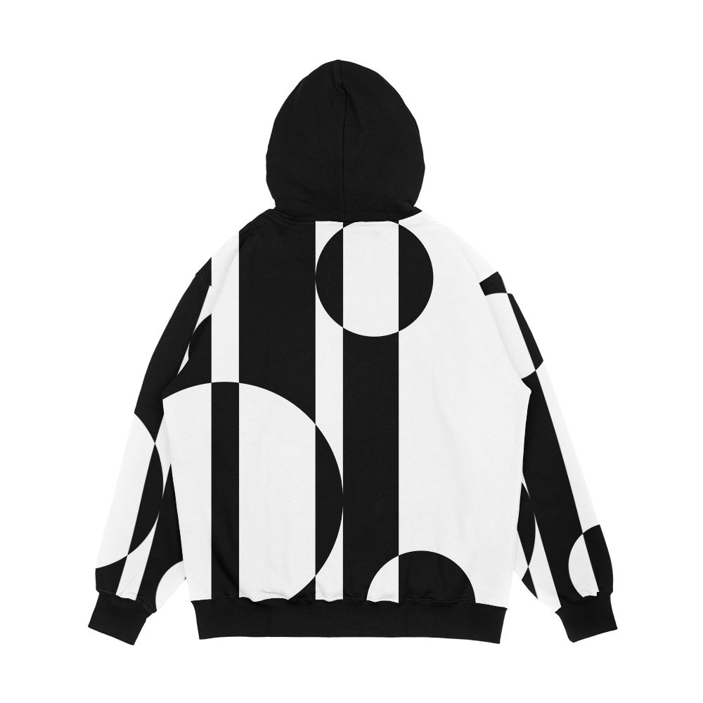 Retro Sixties Black And White Op Art Men's All-Over-Print Hoodie - Image 2