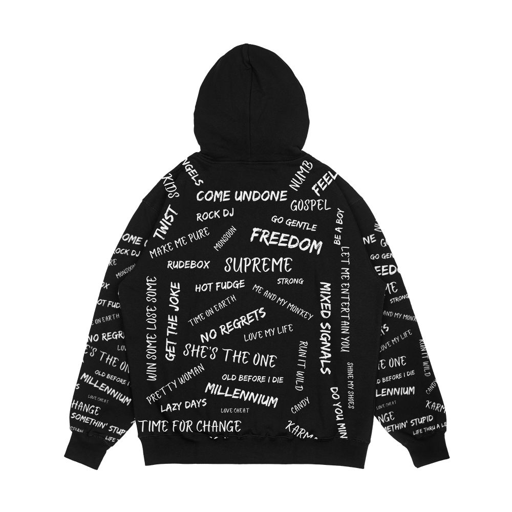 Robbie Williams Song Titles Black Men's All-Over-Print Hoodie - Image 2