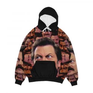 Ron Swanson Head Print Men's All-Over-Print Hoodie