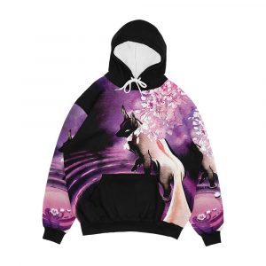 Rose Moon Sakura Blossom Fox Men's All-Over-Print Hoodie