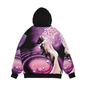 Alternative view of Rose Moon Sakura Blossom Fox Men's All-Over-Print Hoodie