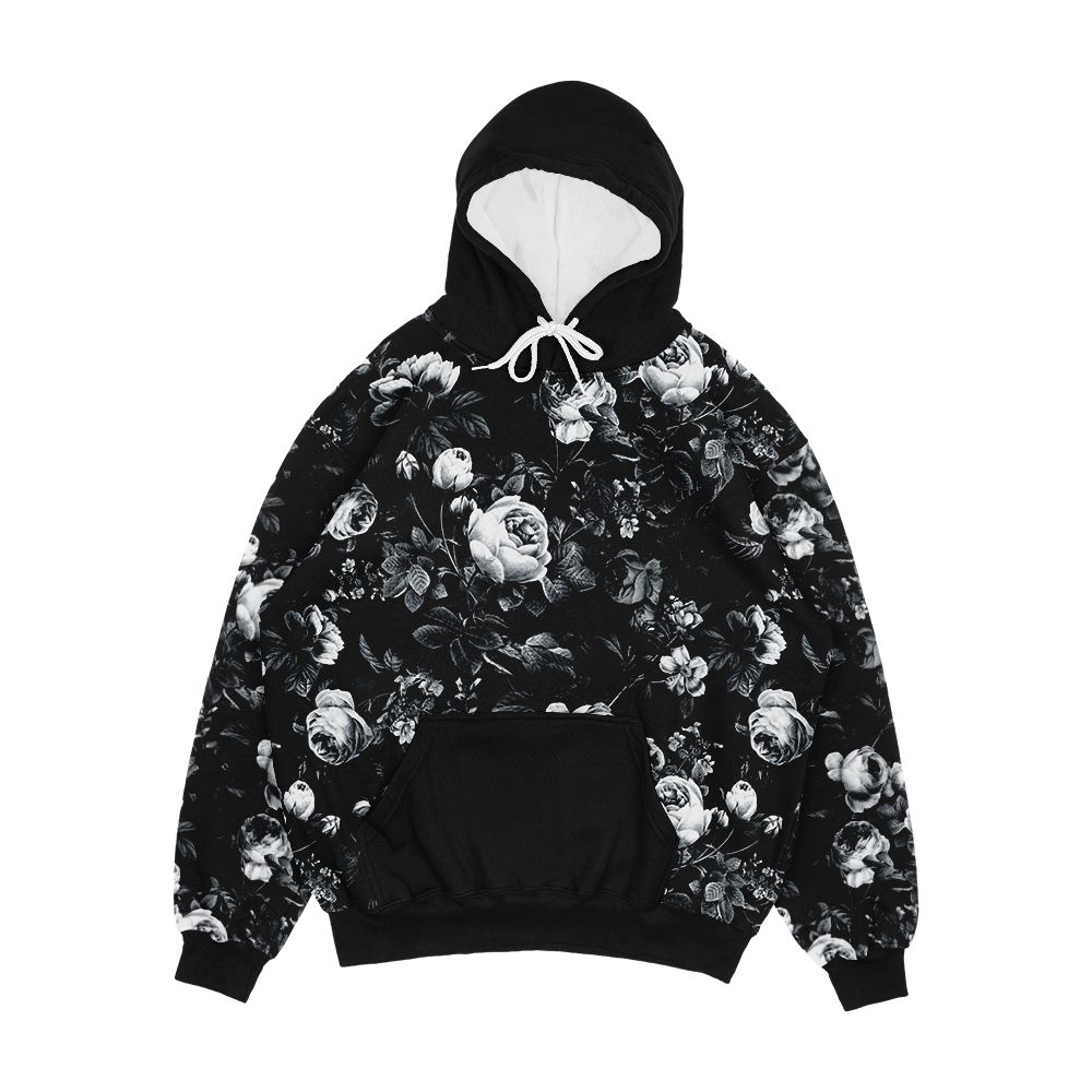 Roses Black And White Men's All-Over-Print Hoodie