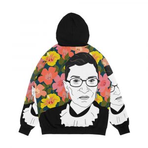Alternative view of Ruth Bader Ginsburg Floral Men's All-Over-Print Hoodie