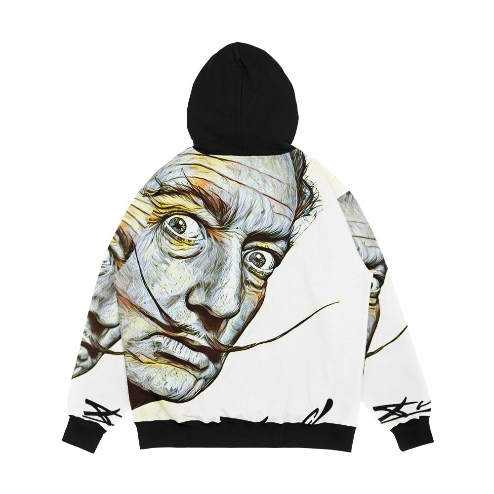 Salvador Dali Portrait Weird Look Yellow And Blue Men's All-Over-Print Hoodie - Image 2