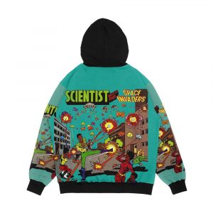 Alternative view of Scientis Meets The Space Invaders Men's All-Over-Print Hoodie