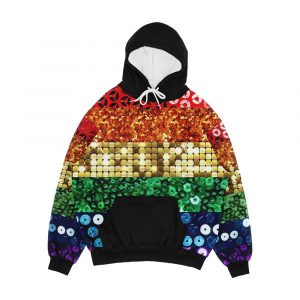 Sequin Print Pride Flag Men's All-Over-Print Hoodie