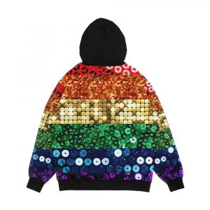 Alternative view of Sequin Print Pride Flag Men's All-Over-Print Hoodie