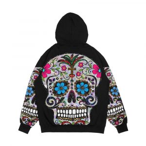 Alternative view of Sequin Print Sugar Skulls Men's All-Over-Print Hoodie