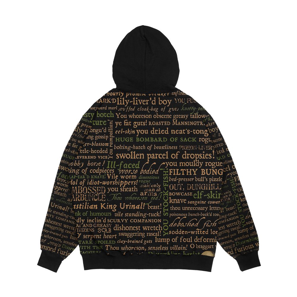 Shakespeare Insults Dark Revised Edition By Incognita Men's All-Over-Print Hoodie - Image 2