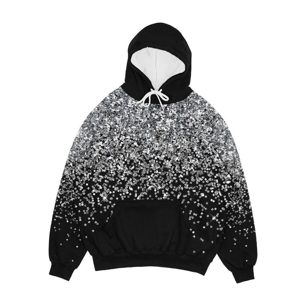Silver Glitter Men's All-Over-Print Hoodie