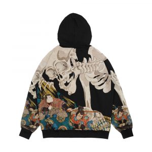 Alternative view of Skeleton Ghost Ukiyo E Woodblock Print Men's All-Over-Print Hoodie