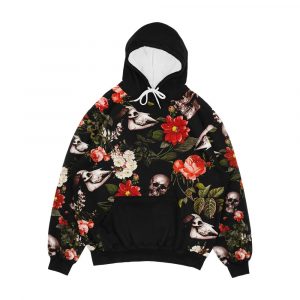 Skull And Floral Pattern Men's All-Over-Print Hoodie