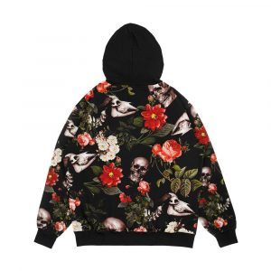 Alternative view of Skull And Floral Pattern Men's All-Over-Print Hoodie