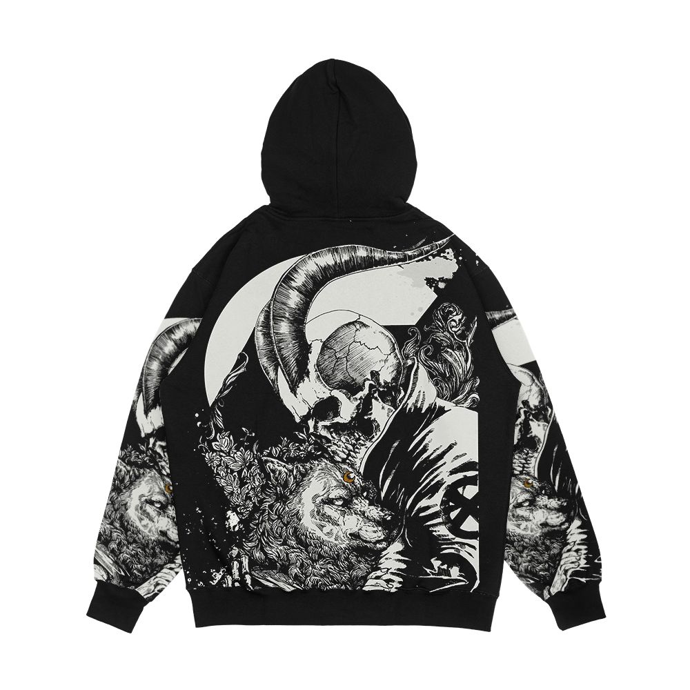 Skull Boy And The Wolf Men's All-Over-Print Hoodie - Image 2