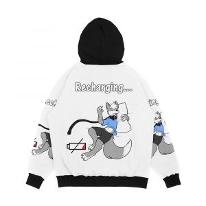 Alternative view of Sleepy Furry Wolf Snoozing And Recharging Men's All-Over-Print Hoodie