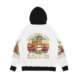 Alternative view of Sloth Hiking Team We Will Get There When We Get There Funny Vintage Men's All-Over-Print Hoodie