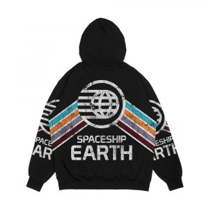 Alternative view of Spaceship Earth Logo In Vintage Distressed Retro Style Men's All-Over-Print Hoodie