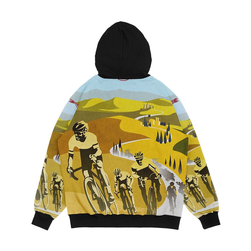 Strade Bianche Retro Cycling Art Men's All-Over-Print Hoodie - Image 2