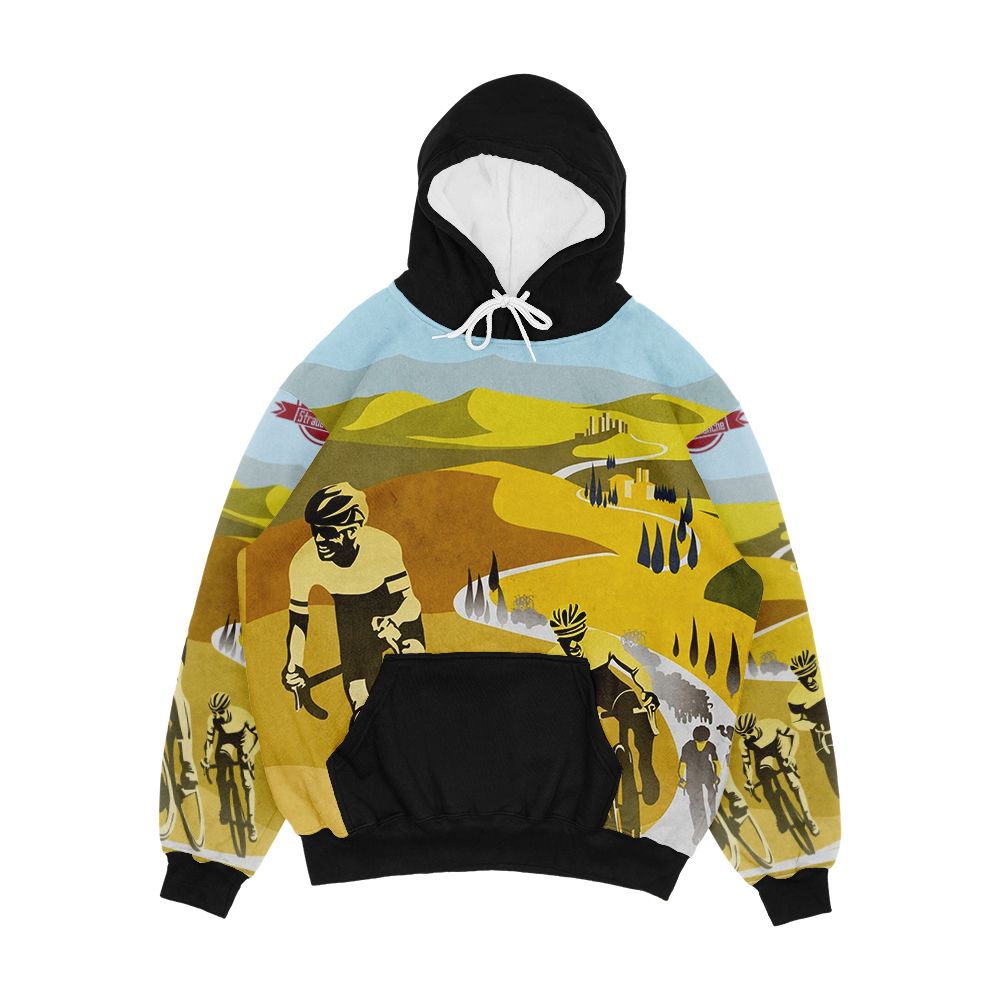 Strade Bianche Retro Cycling Art Men's All-Over-Print Hoodie