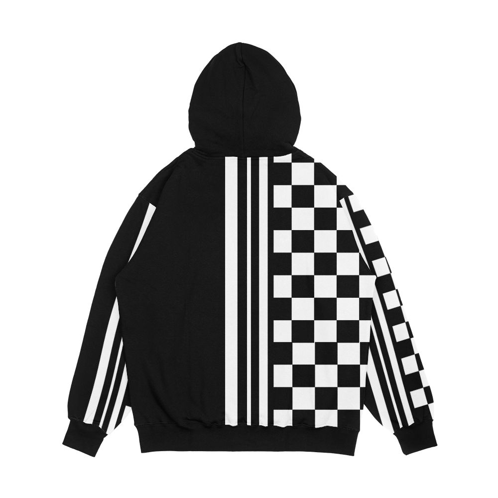 Stylish Black And White Ska Inspired Men's All-Over-Print Hoodie - Image 2