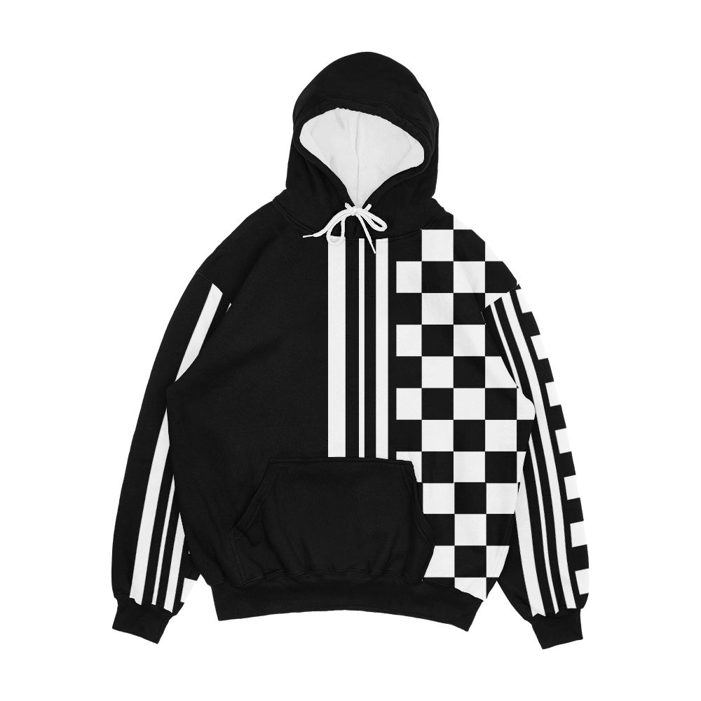 Stylish Black And White Ska Inspired Men's All-Over-Print Hoodie