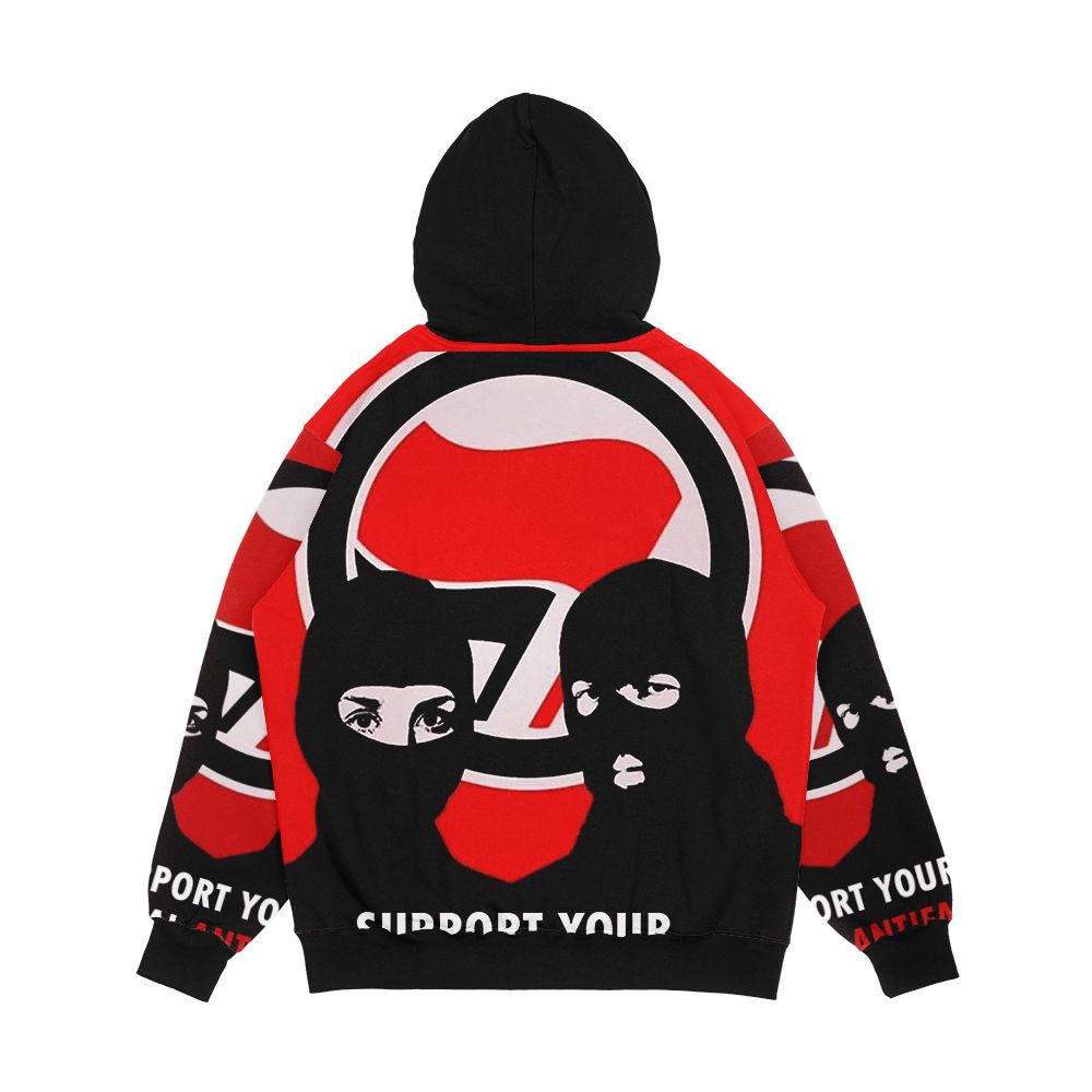 Support Your Local Antifa Anti Fascist Action Men's All-Over-Print Hoodie - Image 2
