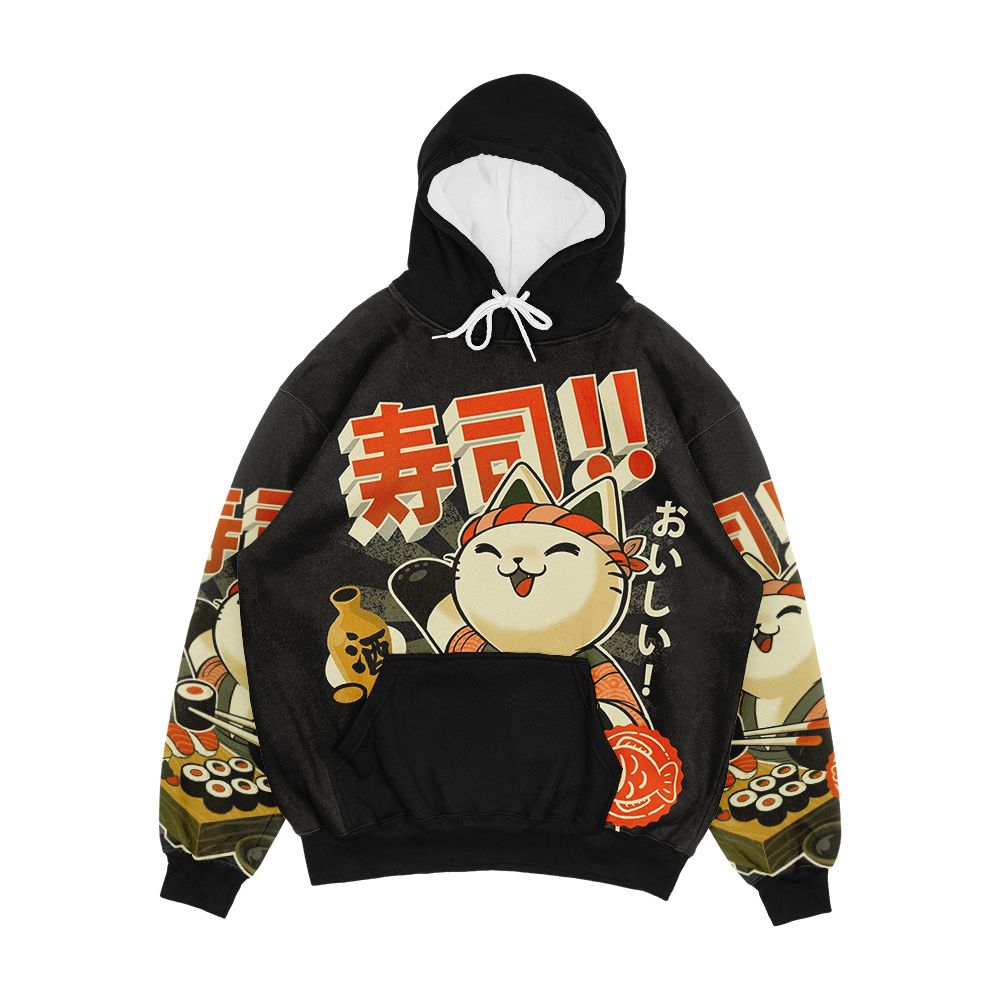 Sushi Chef Cat Funny Restaurant Kitty Japanese Food Men's All-Over-Print Hoodie