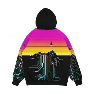 Alternative view of Synth Mountain Sunrise Men's All-Over-Print Hoodie